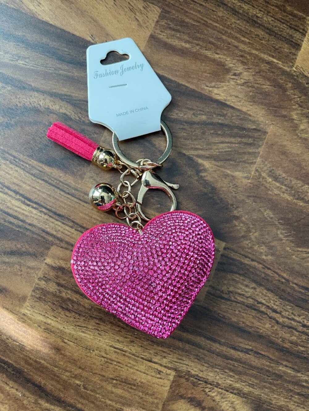Bling Pink Heart Rhinestone Bag Charm/Key-chain-NWT